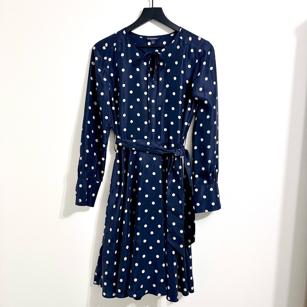Brooks Brothers Silk Dot Dress, Navy